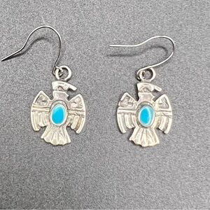 Silver and Turquoise Thunderbird Earrings